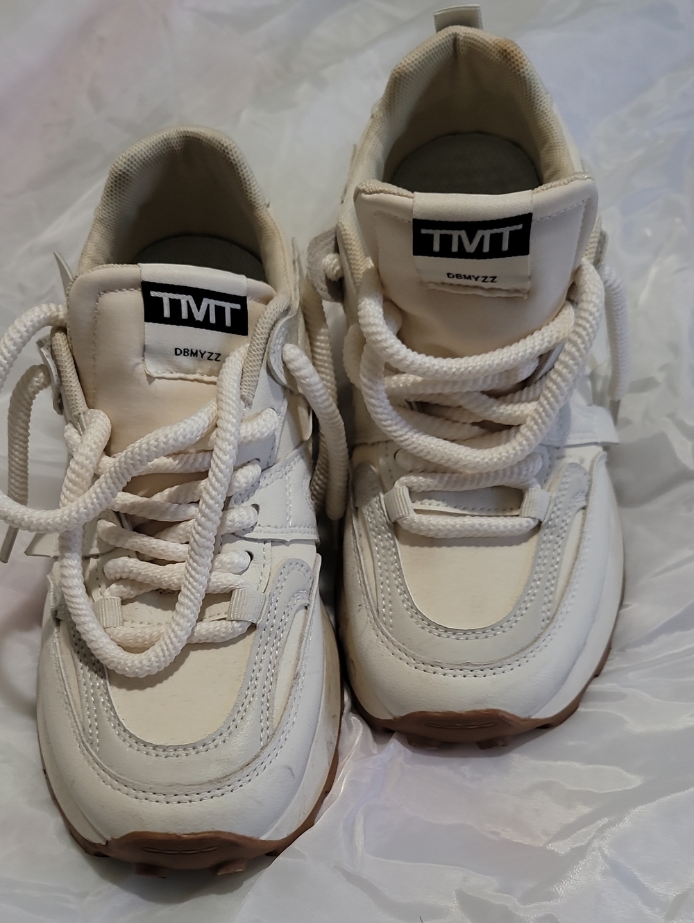 TVMT White Chunky Sneakers with Gum Soles (SHEIN)